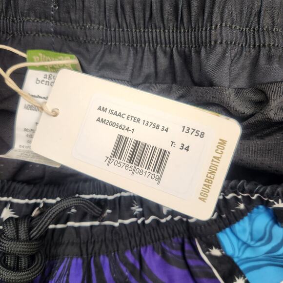 Agua Bendita Isaac Eter Boardshorts Swim Trunks Men Size 34 Blue NWT - Picture 6 of 6